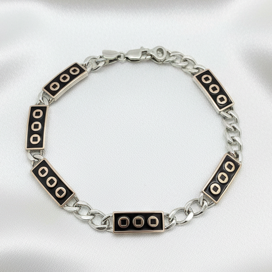 Imperial Stud Link Men's Silver Bracelet