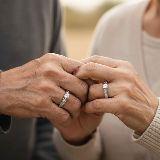 Silver Crystal Crest Duo Rings