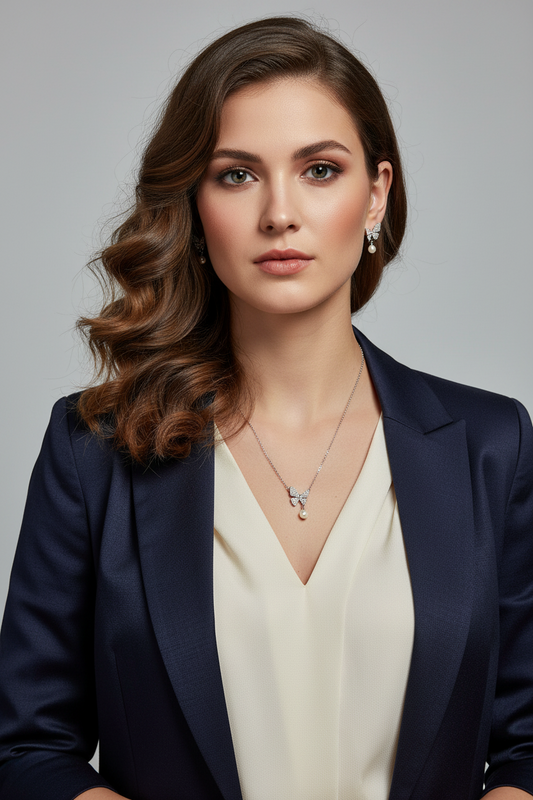 Butterfly Pearl Pendant Set