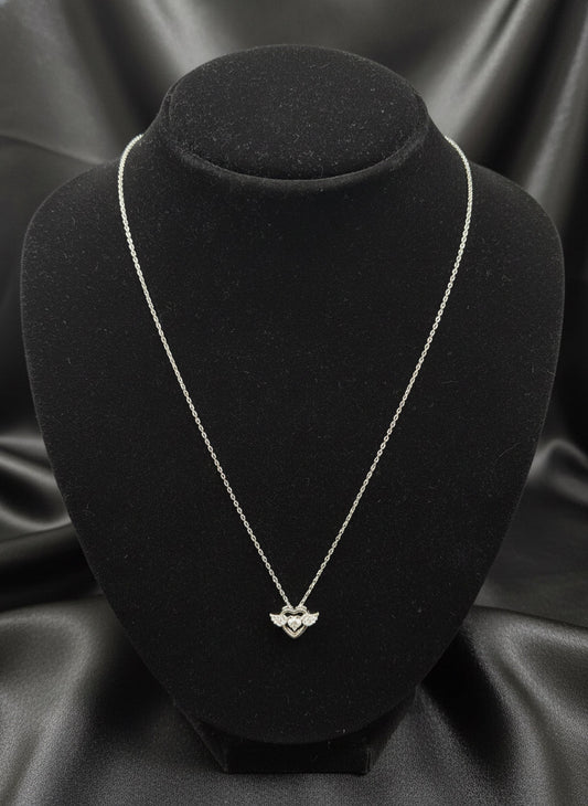 Winged Heart Whisper Silver Pendant