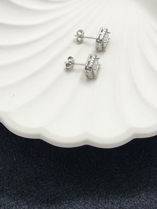Radiant Halo Silver Studs