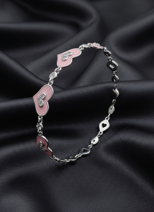 Amora Blush Heart Silver Bracelet