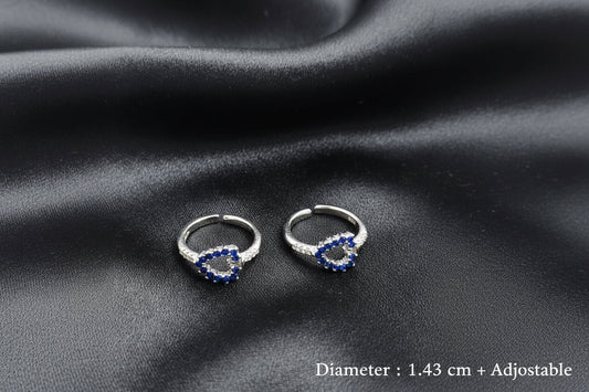 Beautiful staring silver Toe Ring with blue zircons