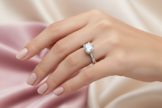 Crownflare Solitaire Silver Ring