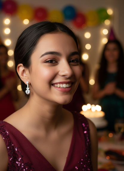 Silver Hearts of Radiance Drop Earrings