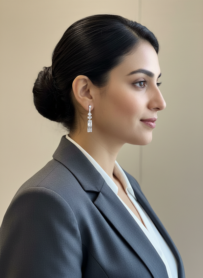 Silver Aria Geo-Drop Earrings