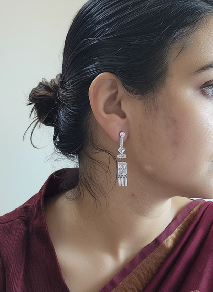 Silver Aria Geo-Drop Earrings