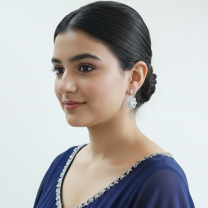 Silver Aurora Radiant Bloom Earrings