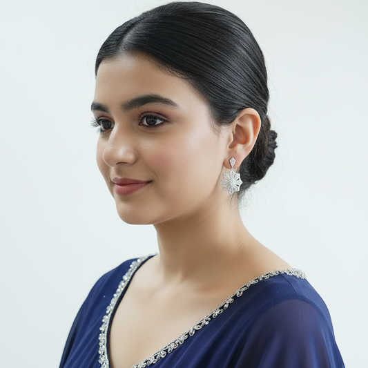 Silver Aurora Radiant Bloom Earrings