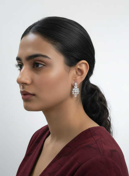 Silver Crystal Petal Cascade Drops
