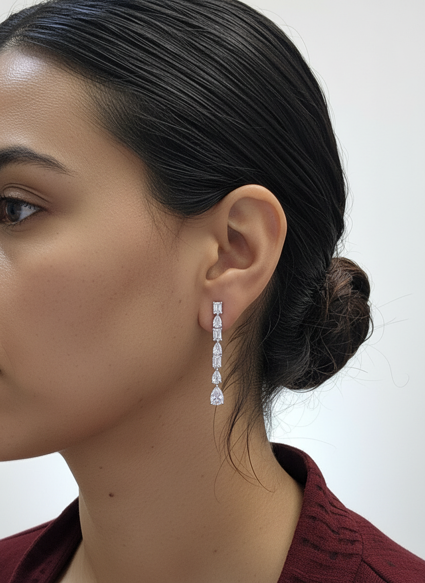 Silver Celeste Linea Drop Earrings