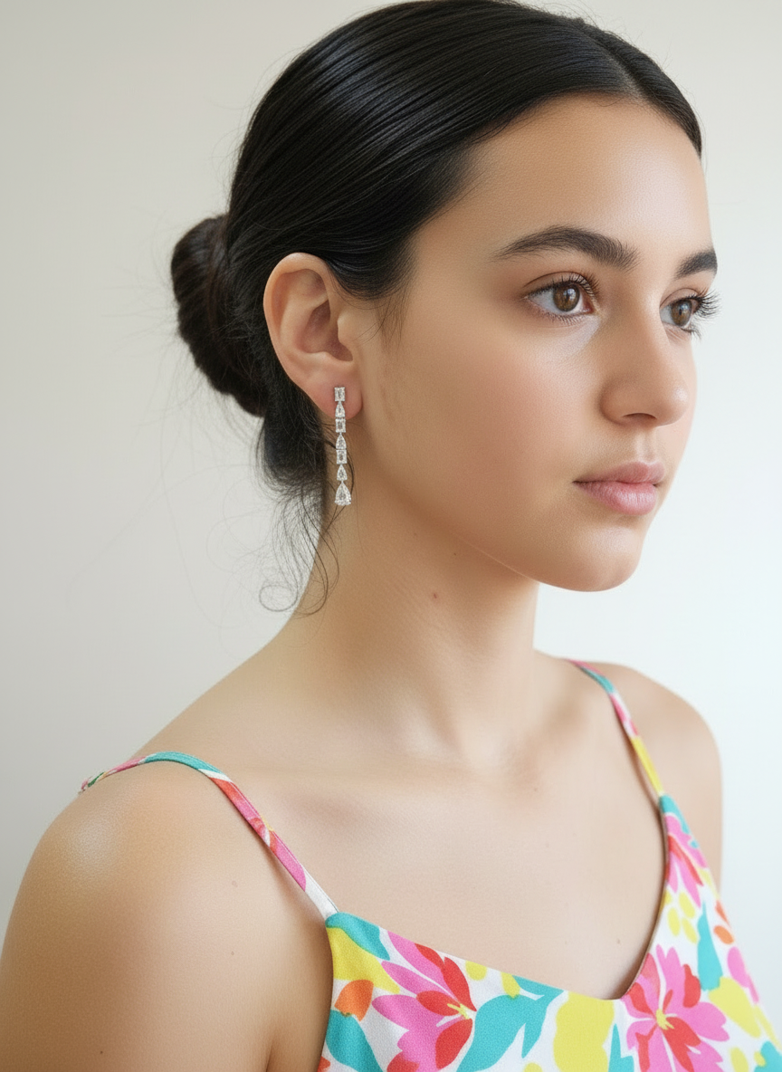 Silver Celeste Linea Drop Earrings