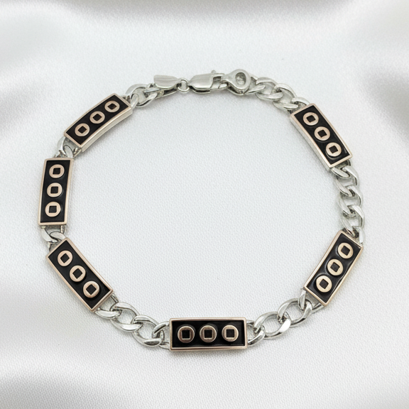 Imperial Stud Link Men's Silver Bracelet
