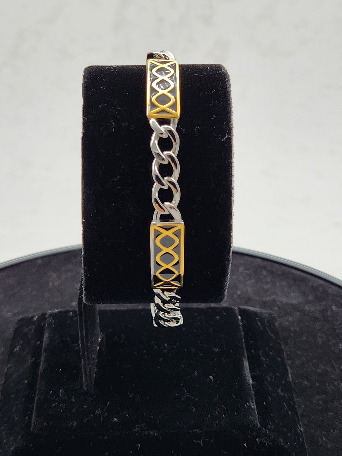 Men's Regal Grid Link Silver Bracelet