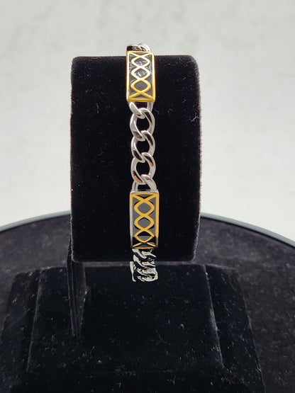Men's Regal Grid Link Silver Bracelet