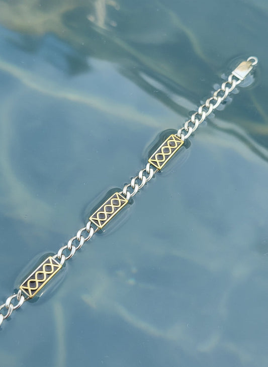 Men's Regal Grid Link Silver Bracelet