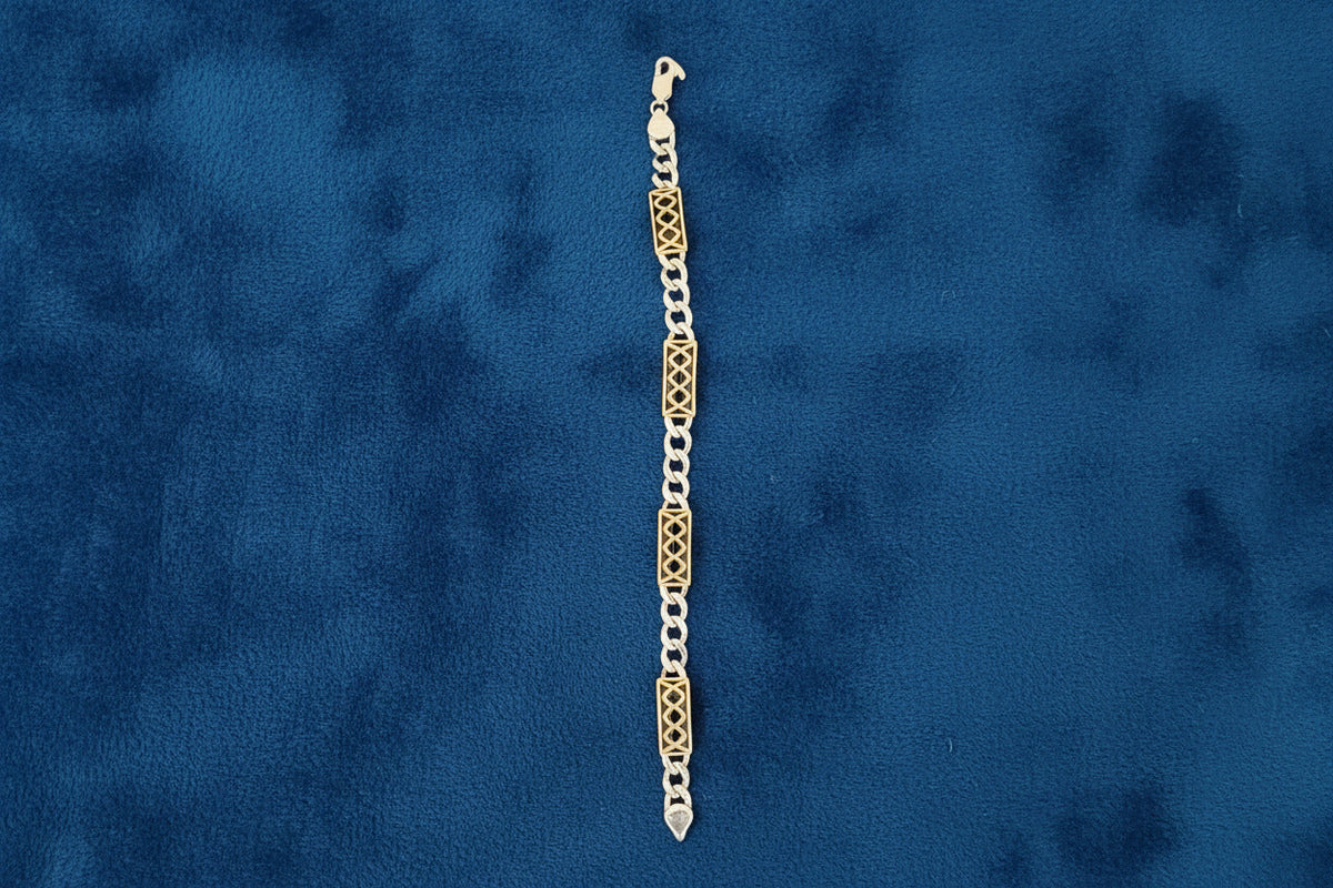 Men's Regal Grid Link Silver Bracelet