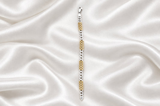 Men's Regal Grid Link Silver Bracelet
