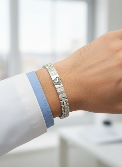 Emblem Crest Men’s Silver Bracelet