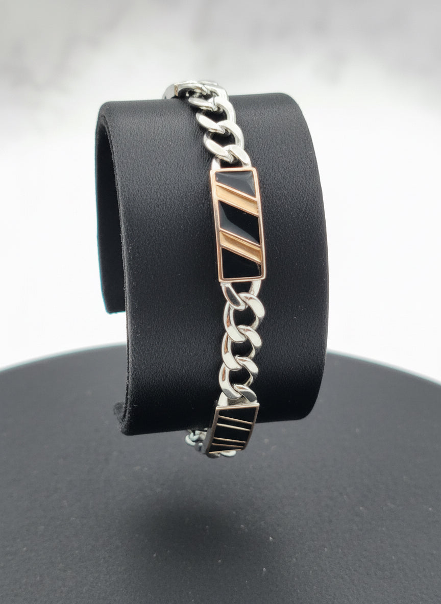 Strata Slash Link Men's Silver Bracelet