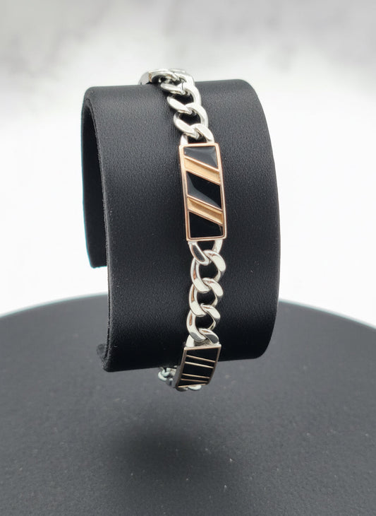 Strata Slash Link Men's Silver Bracelet