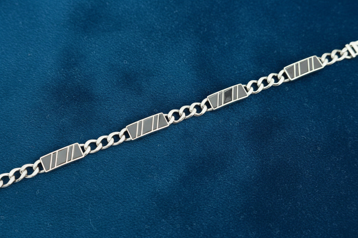 Strata Slash Link Men's Silver Bracelet