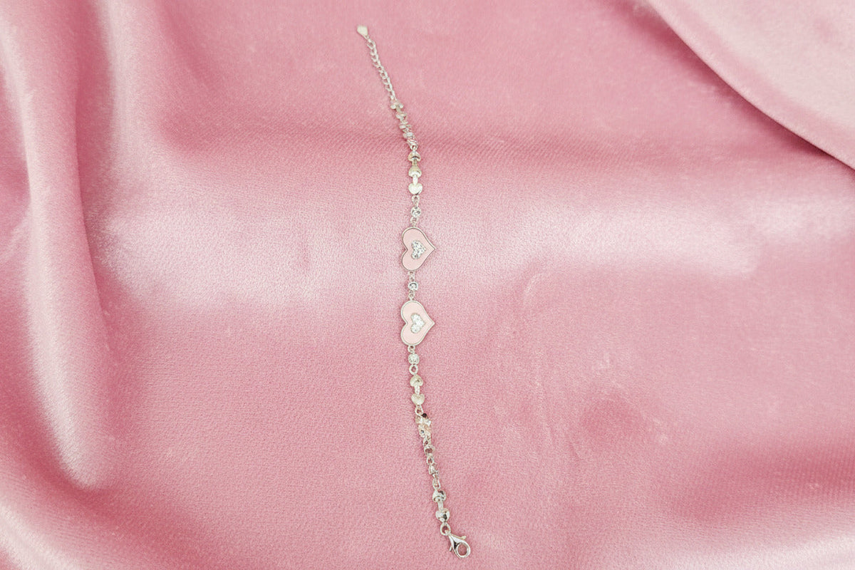 Amora Blush Heart Silver Bracelet