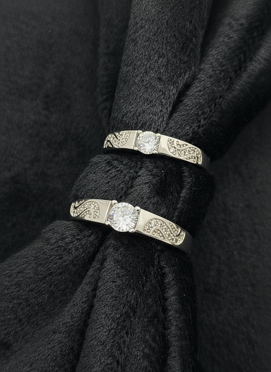 Silver Twilight Swirl Solitaire Bands