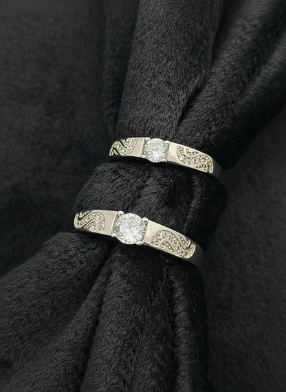 Silver Twilight Swirl Solitaire Bands