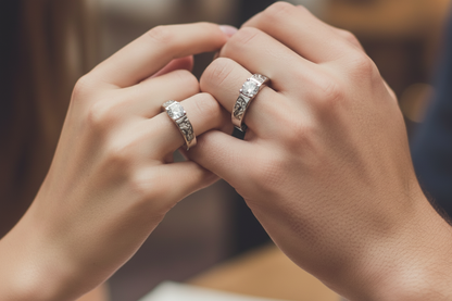 Silver Twilight Swirl Solitaire Bands