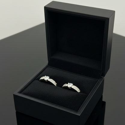 Silver Twilight Swirl Solitaire Bands