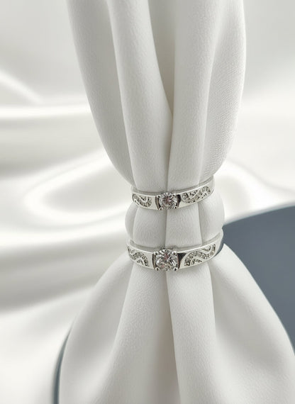 Silver Twilight Swirl Solitaire Bands