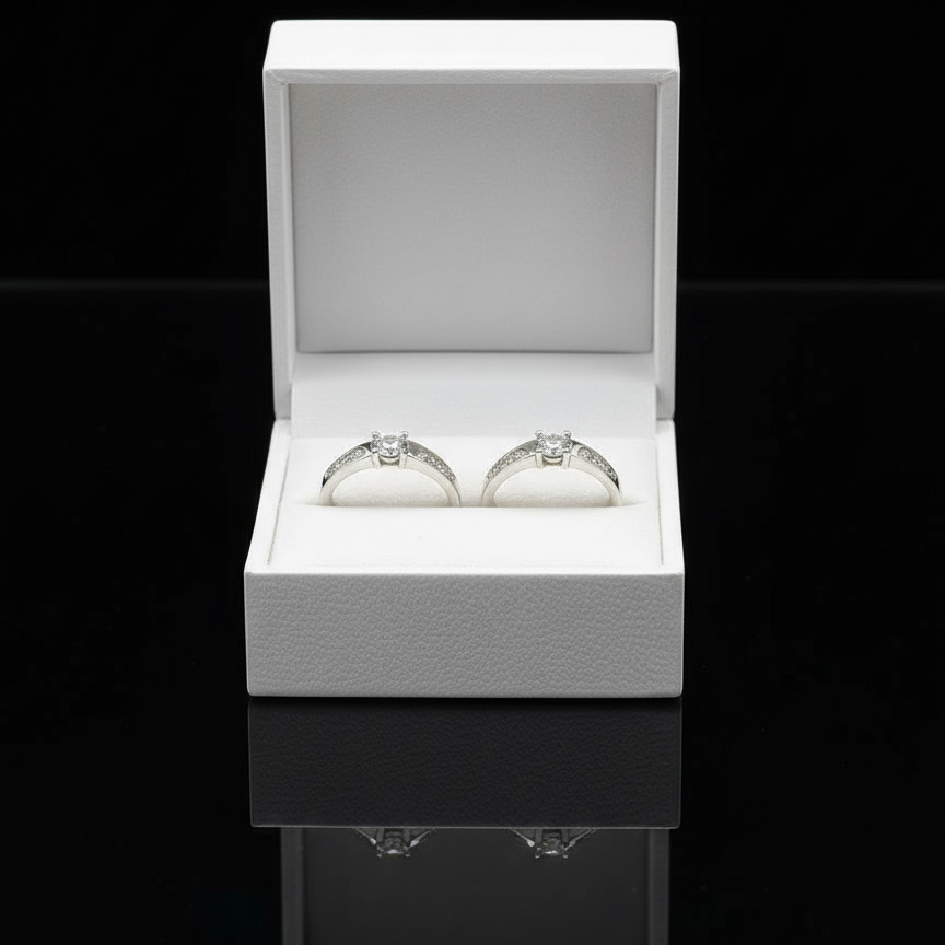 Silver Twilight Swirl Solitaire Bands