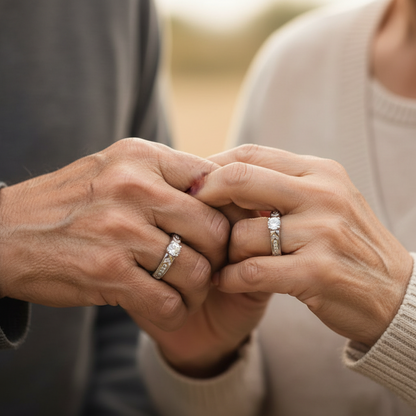 Silver Crystal Crest Duo Rings