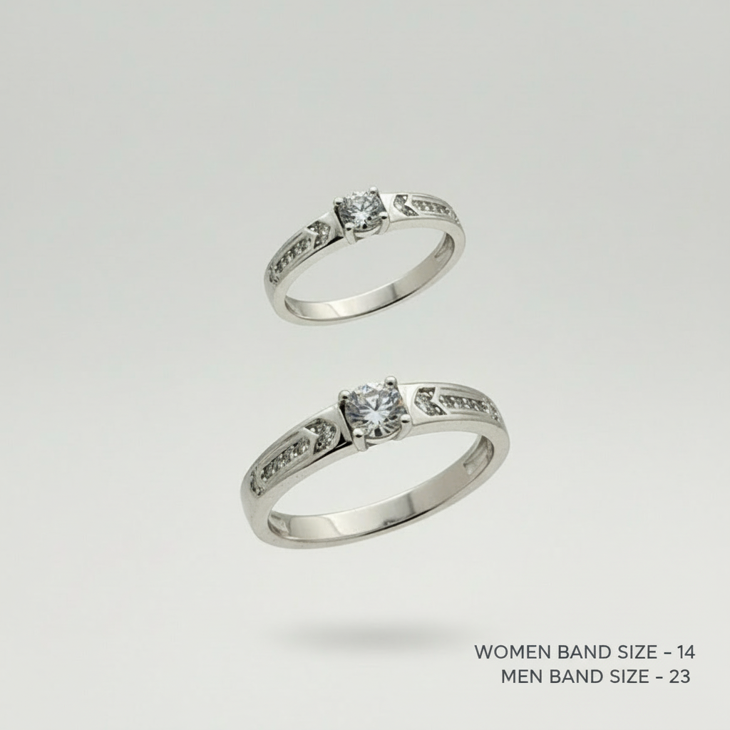 Silver Crystal Crest Duo Rings