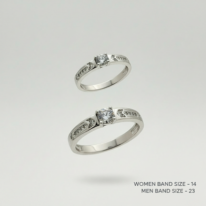 Silver Crystal Crest Duo Rings