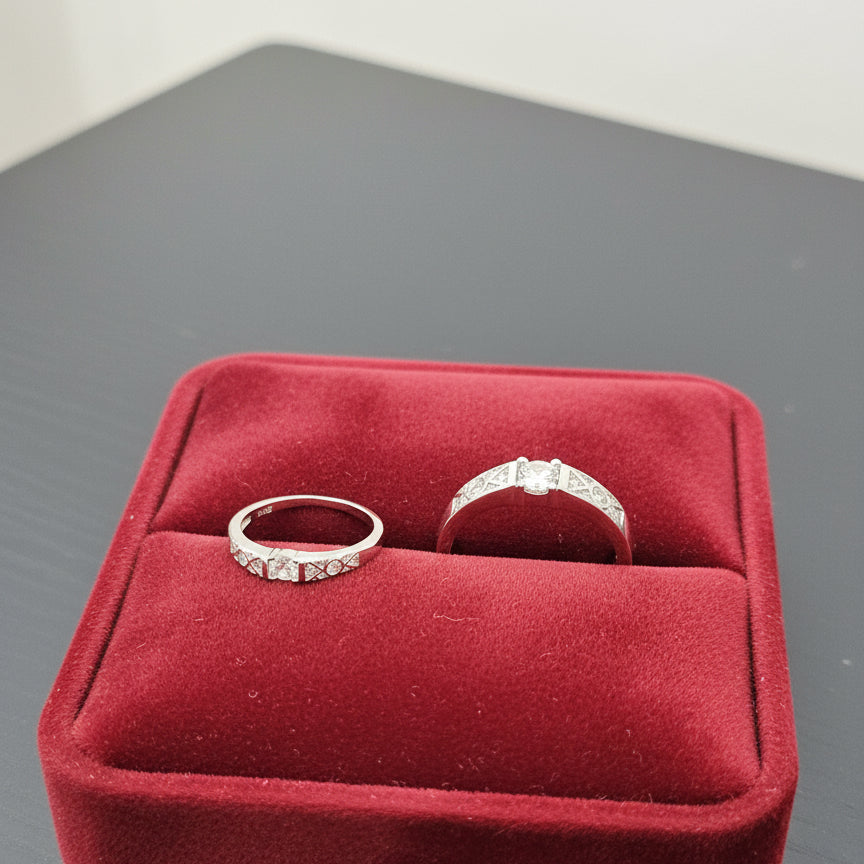 Silver Eternal Geo Sparkle Rings