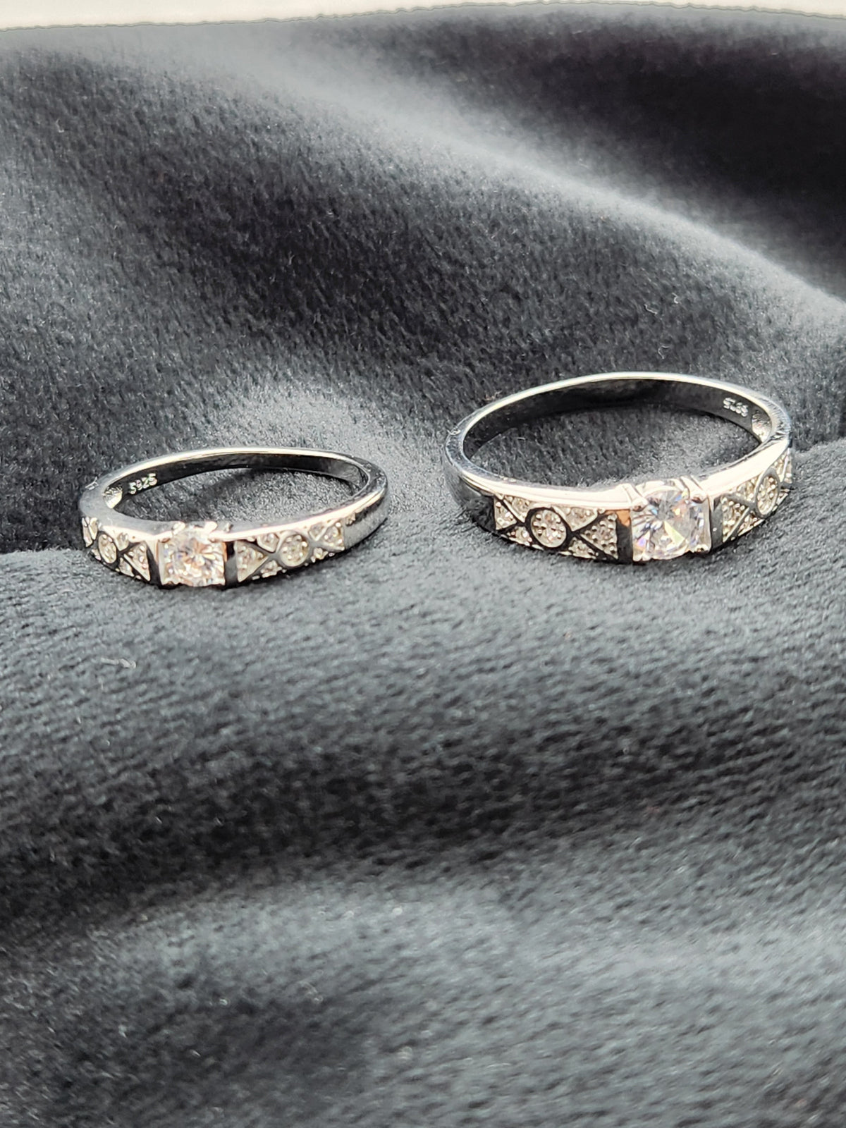 Silver Eternal Geo Sparkle Rings