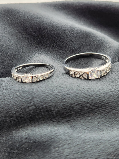 Silver Eternal Geo Sparkle Rings