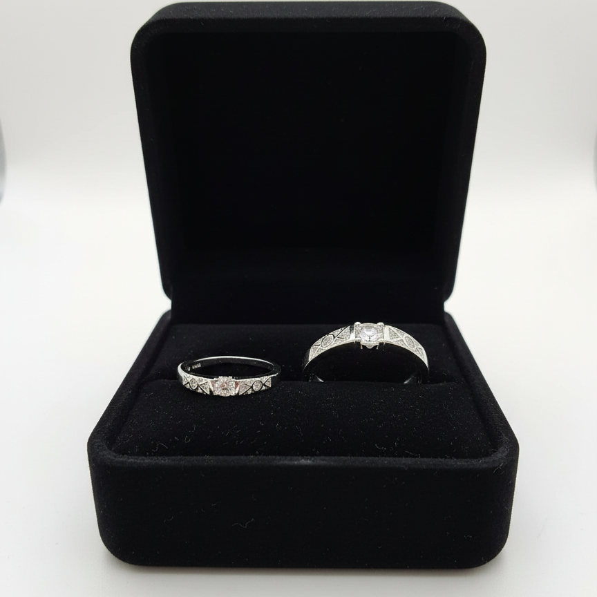 Silver Eternal Geo Sparkle Rings