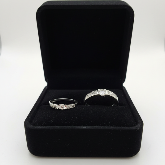 Silver Eternal Geo Sparkle Rings