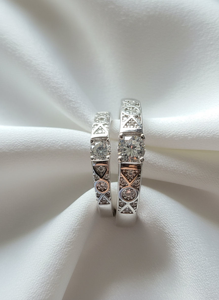 Silver Eternal Geo Sparkle Rings