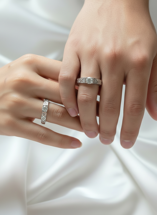 Silver Eternal Geo Sparkle Rings