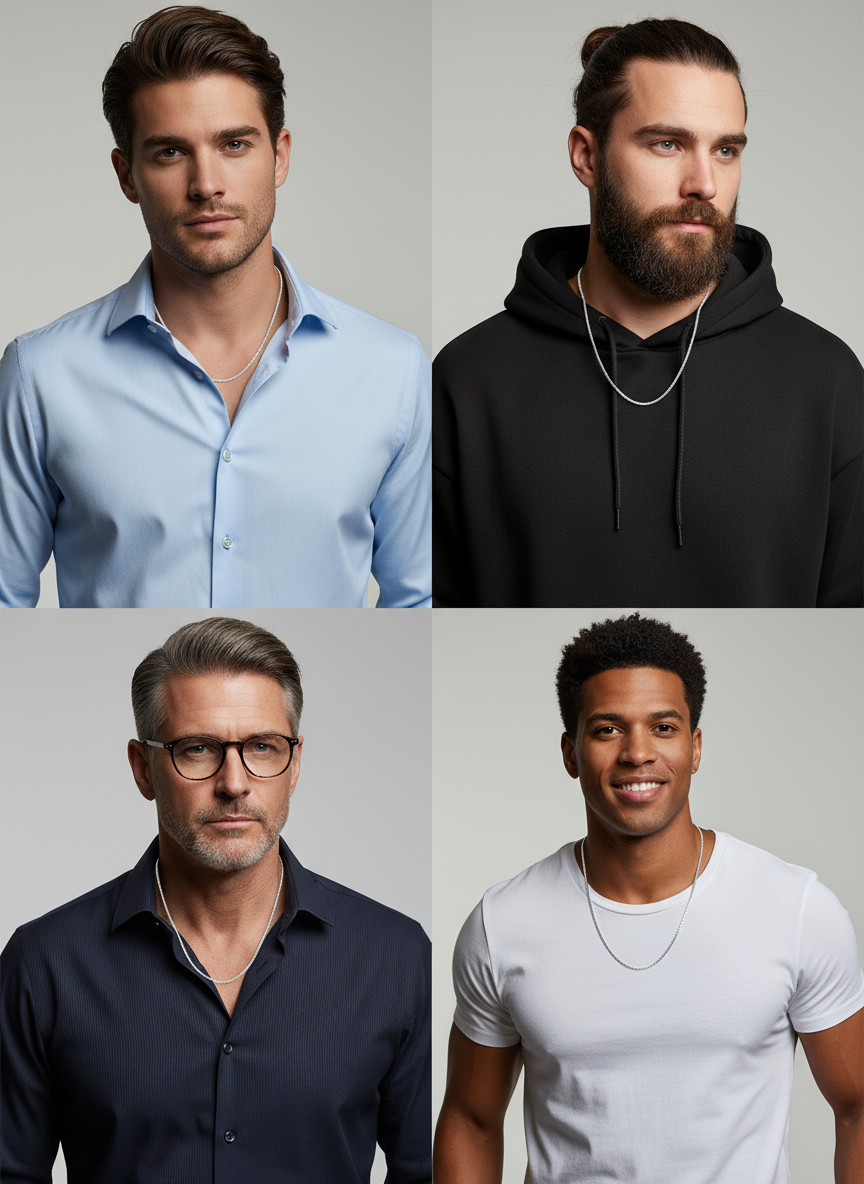 Signature Frame Link Men's Silver Chain