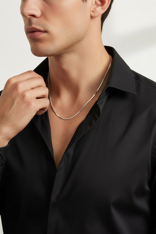 Featherline Snake Men's Silver Chain