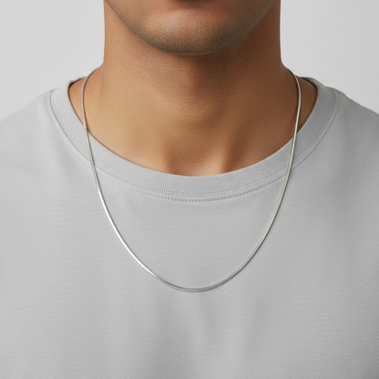 Silken Curve Snake Men's Silver Chain