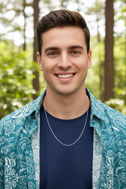 Silken Curve Snake Men's Silver Chain