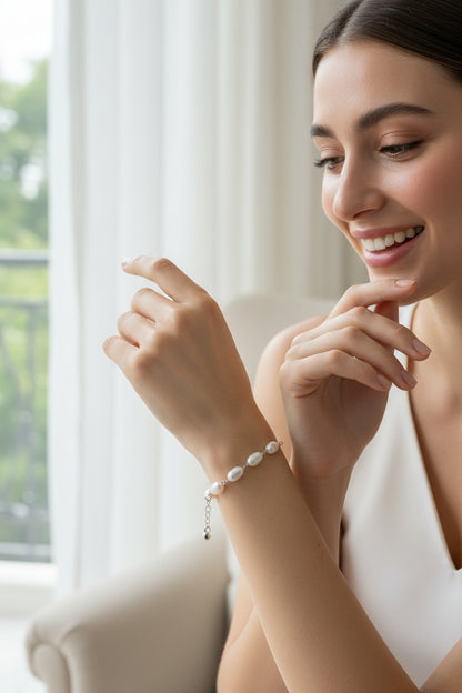 Pearl Cascade Silver Bracelet