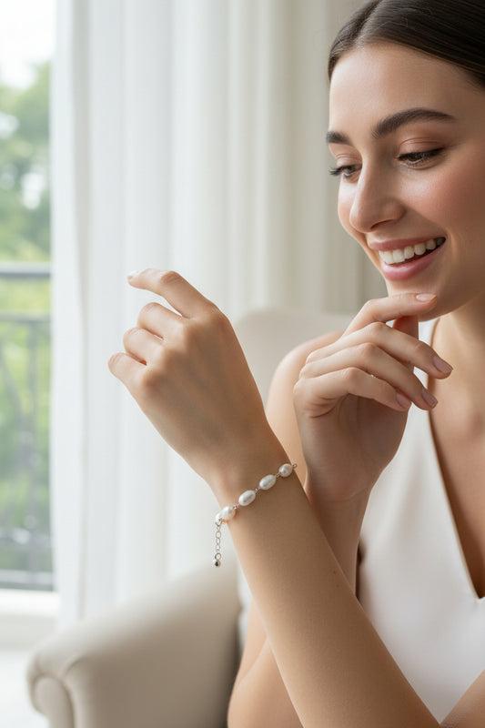 Pearl Cascade Silver Bracelet