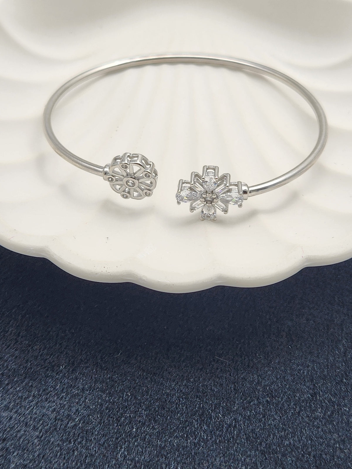 Flora Radiance Silver Kada